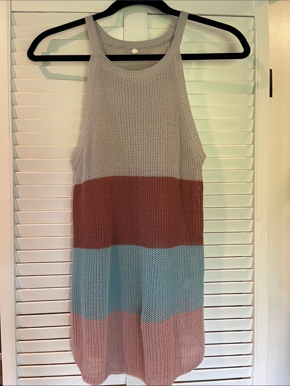 Colorblock Knit Tank in Gray, Rust, Blue, and Pink